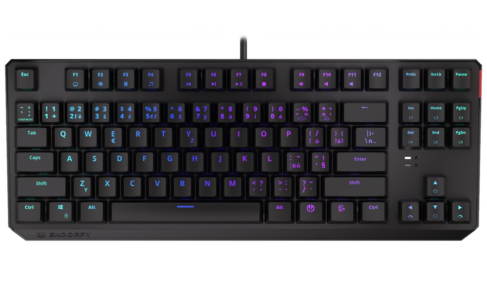 Tastierë Endorfy Thock TKL, Kailh Brown RGB, USB, e zezë