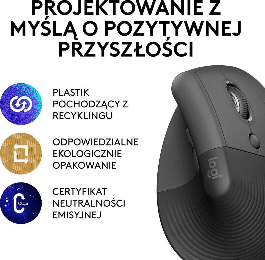 Maus Logitech Lift, wireless, Bluetooth, USB, i hirt