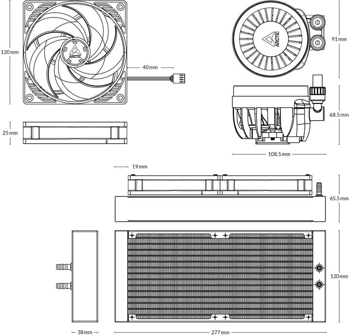 Ftohës Arctic Liquid Freezer III 240, i zi