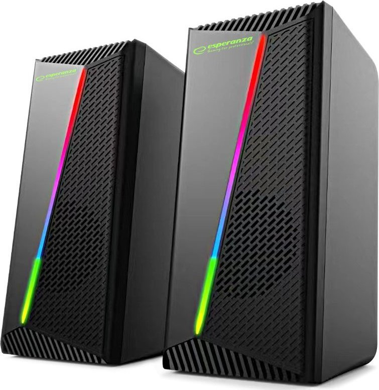 Altoparlantë kompjuterikë Esperanza Nortec EGS106, 2.0, RGB LED, të zinj