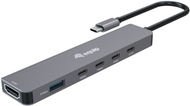 Adaptues USB-C Commel 133500, 6 në 1, HDMI 4K 30Hz, USB-C PD 100W, gri