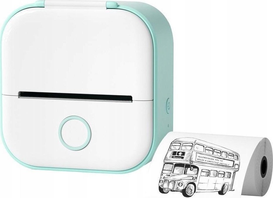 Printer termik portativ Phomemo T02, Bluetooth, 203 DPI, i bardhë jeshil