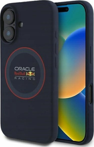 Mbulesë telefoni Red Bull për iPhone 16 Plus, MagSafe, unazë e kuqe, blu navy