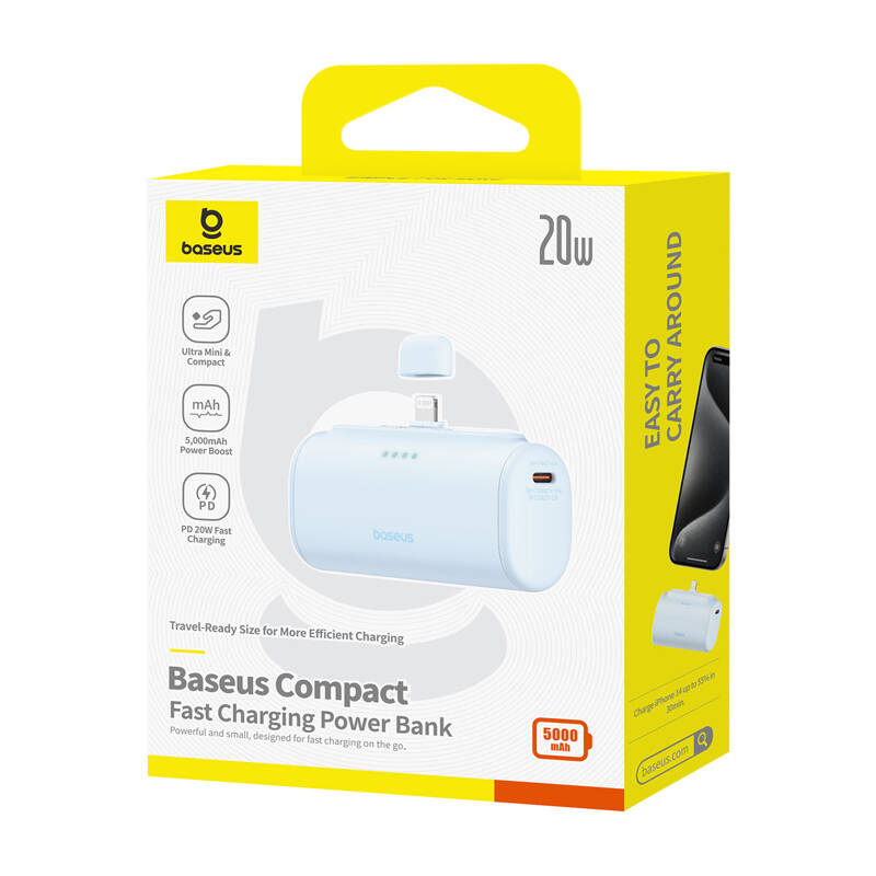 Powerbank Baseus OS Compact IP 5000mAh, 20W, me Lightning, blu