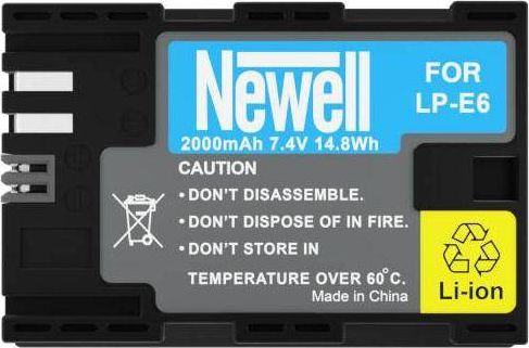 Bateri për aparat Newell LP-E6, 2000mAh, Li-ion, e zezë