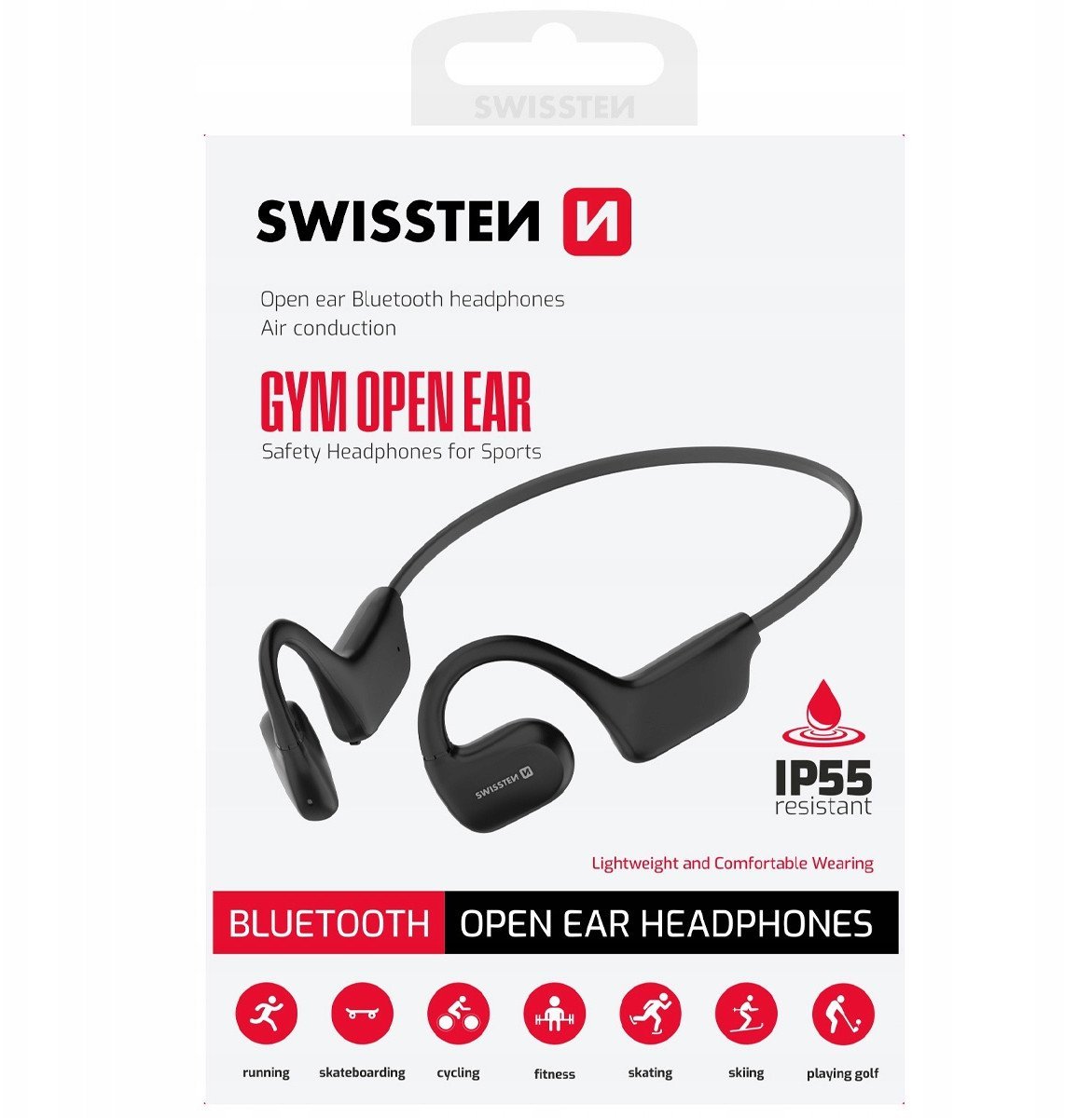 Kufje Bluetooth Swissten GYM Open Air, sportive, të zeza