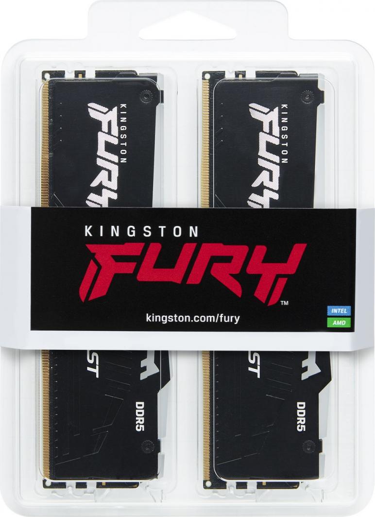 Memorie Kingston Fury Beast RGB, DDR5, 16 GB, 6000 MHz, CL40, KF560C40BBAK2-16