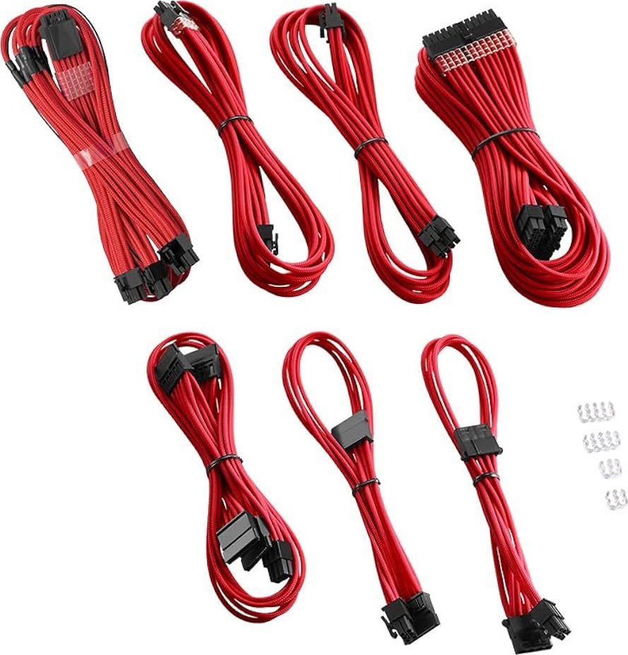 Set kabllosh PSU CableMod C Series PRO ModMesh 12VHPWR për Corsair RM RMi RMx, komplet i plotë, e kuqe