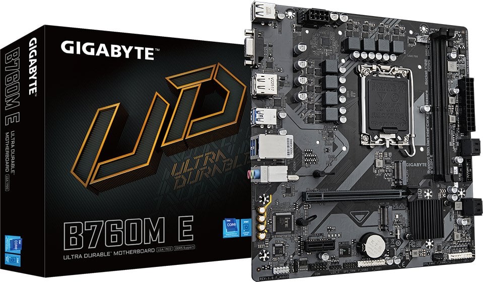 Pllakë amë Gigabyte B760M E, DDR5, 2x M.2 PCIe 4.0, ATX