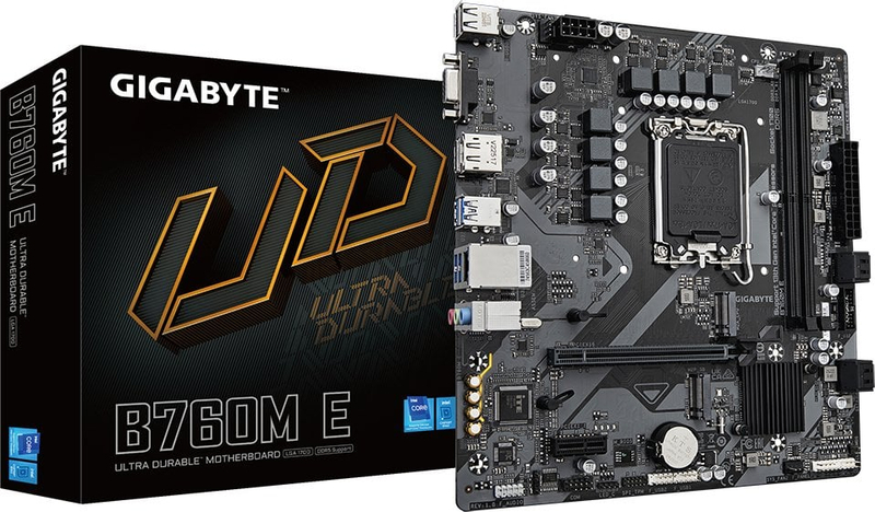Pllakë amë Gigabyte B760M E, DDR5, 2x M.2 PCIe 4.0, ATX