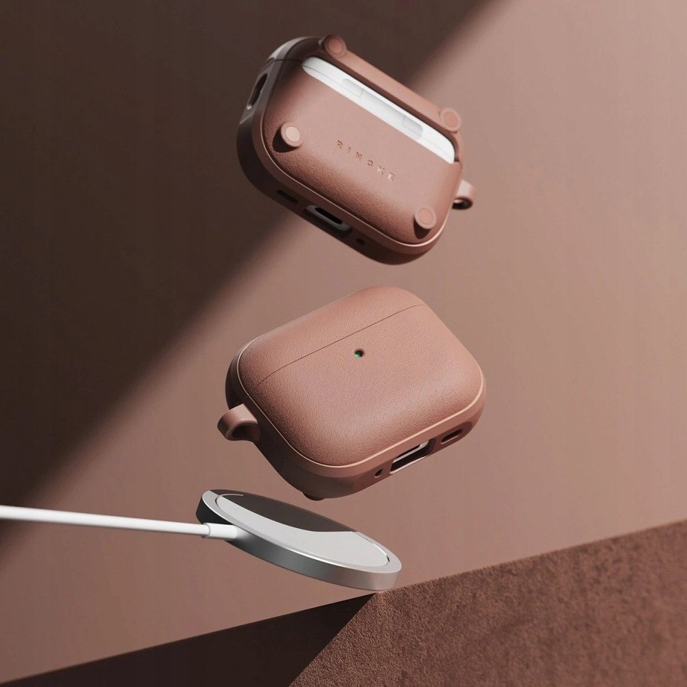 Mbështjellës Ringke Onyx Magnetic MagSafe për Apple AirPods Pro 3, TPU, me karabinë, ngjyrë korale
