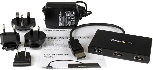 Hub video StarTech MST, DisplayPort në 3x HDMI, 4K, i zi