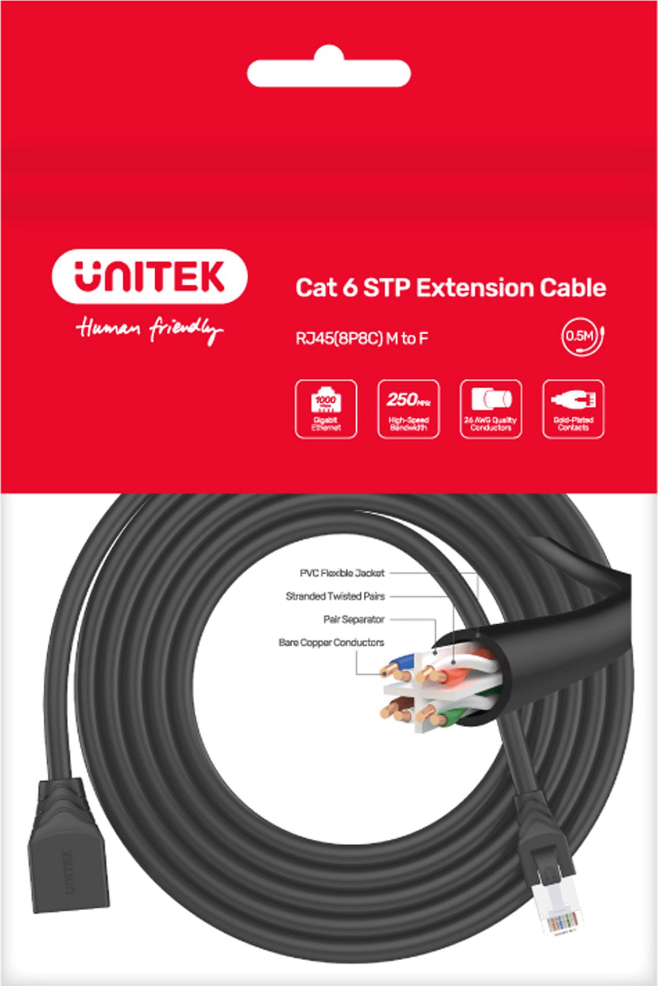 Мрежен кабел Unitek C1896BK, RJ45 Cat 6 STP, 5m, црн
