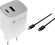 Karikues GaN Natec Ribera NUC-2140, 30W, 1x USB A 1x USB C, me kabllo USB C 2 m, i zi