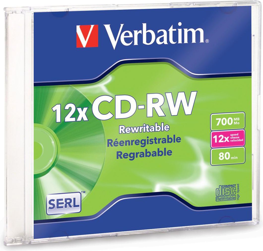 Disqe CD RW Verbatim 43167, 700MB, 12x, set 5 copë