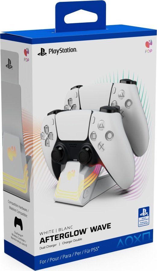 Qëndrim karikues PDP Afterglow Wave 052-022-WH, për kontrolla PS5, i bardhë