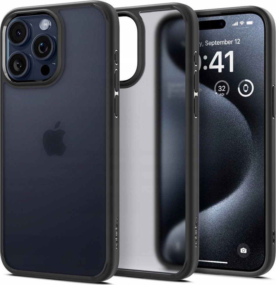 Mbulesë telefoni Spigen Ultra Hybrid, 6.9", transparente, me kornizë e zezë