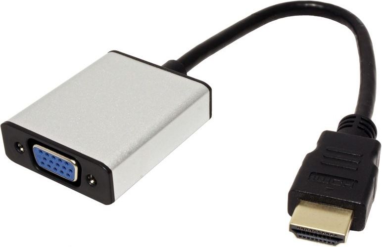 Adaptues video audio VALUE HDMI në VGA, 15 cm, me audio 3.5 mm, argjendtë e zezë
