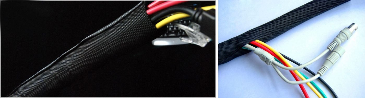 Organizues kabllosh VivoLink Flexible CableSock, diametër 38mm, gjatësi 25m, i zi