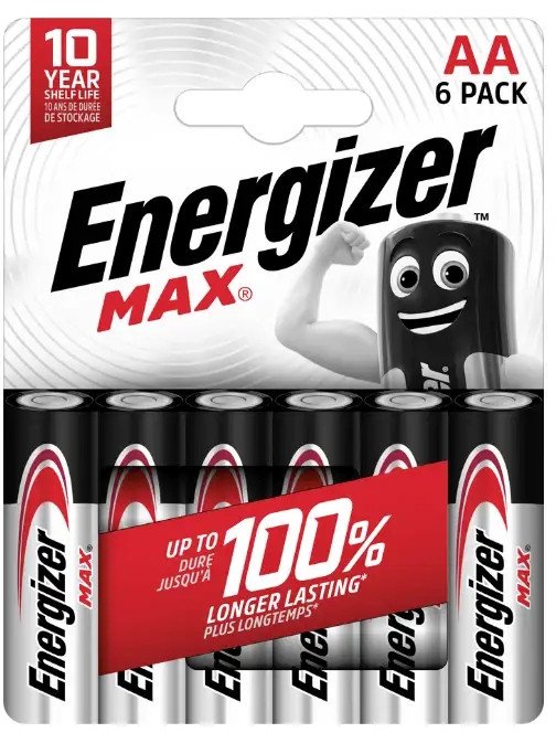 Bateri alkaline Energizer Max AA, paketa 6 copë