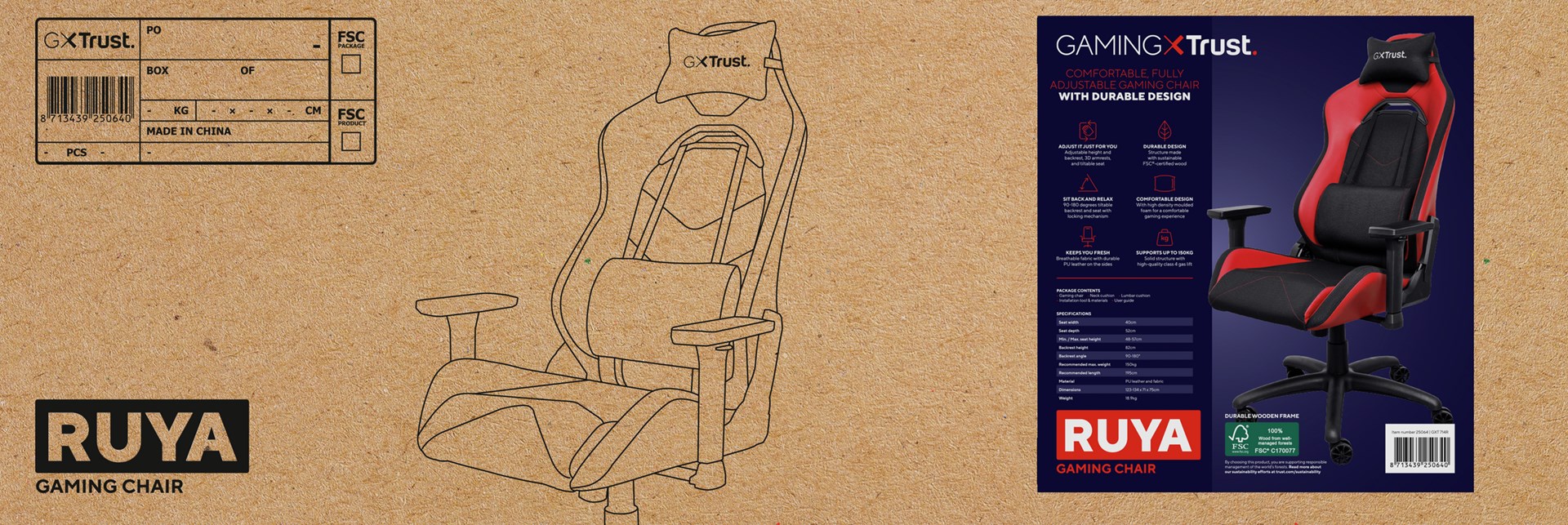 Karrige zyre Trust GXT 714 RUYA, ergonomike, deri 150 kg, e zezë