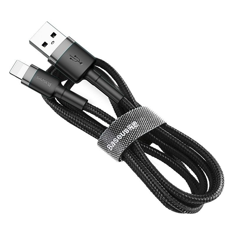 Kabllo karikues Baseus USB A në Lightning, 2 m, 1.5A, e zezë gri