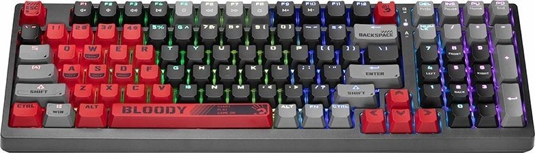 Tastierë mekanike A4Tech Bloody S98 Sport, RGB, me kabllo USB, e zezë me të kuqe
