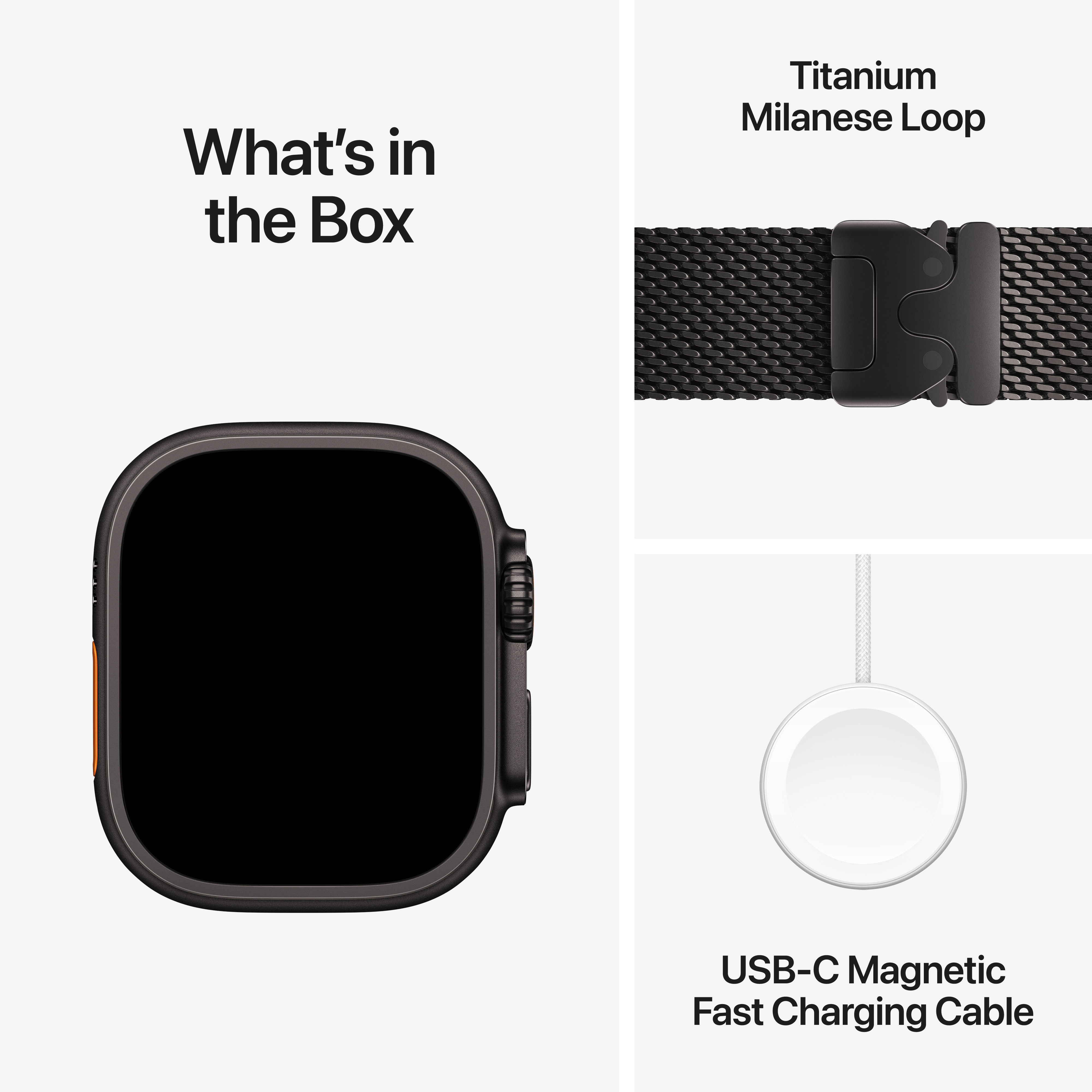 Apple Watch Ultra 4 Cellular 49mm Black Titanium Case with Black Titanium Milanese Loop, M