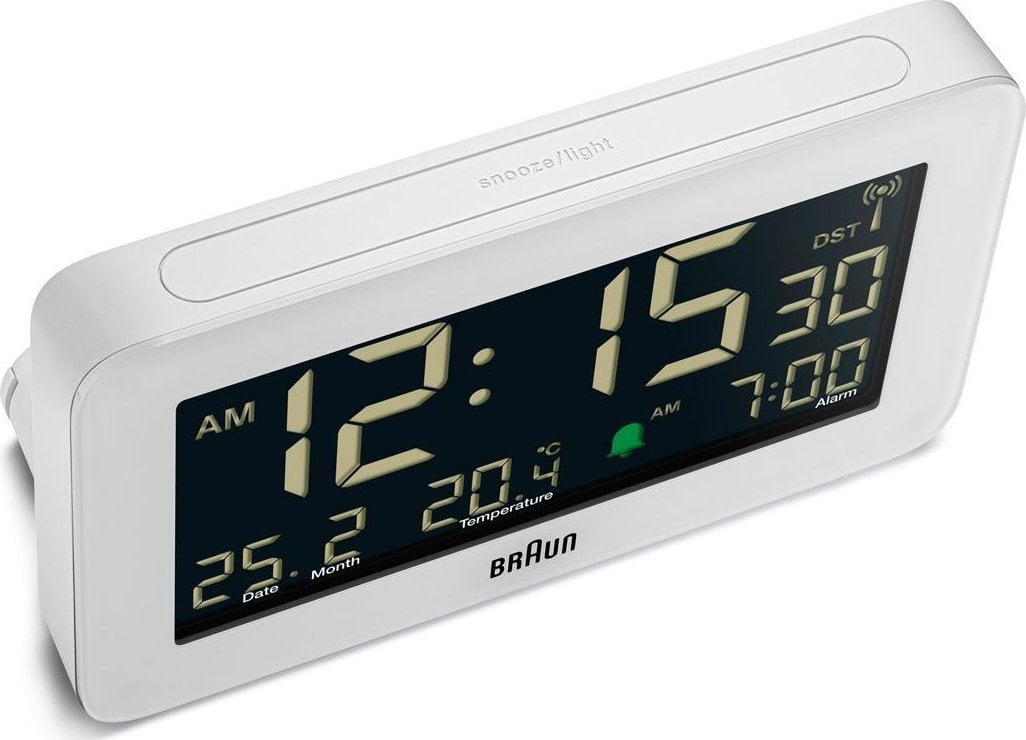 Radio me alarm Braun BC10 DCF, dixhitale, me ekran LCD, e bardhë