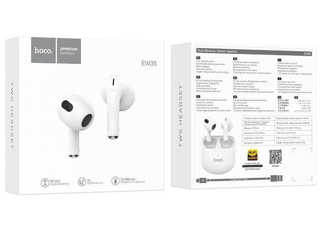 Dëgjuese Hoco EW35 Sonido Wireless Bluetooth, të bardha