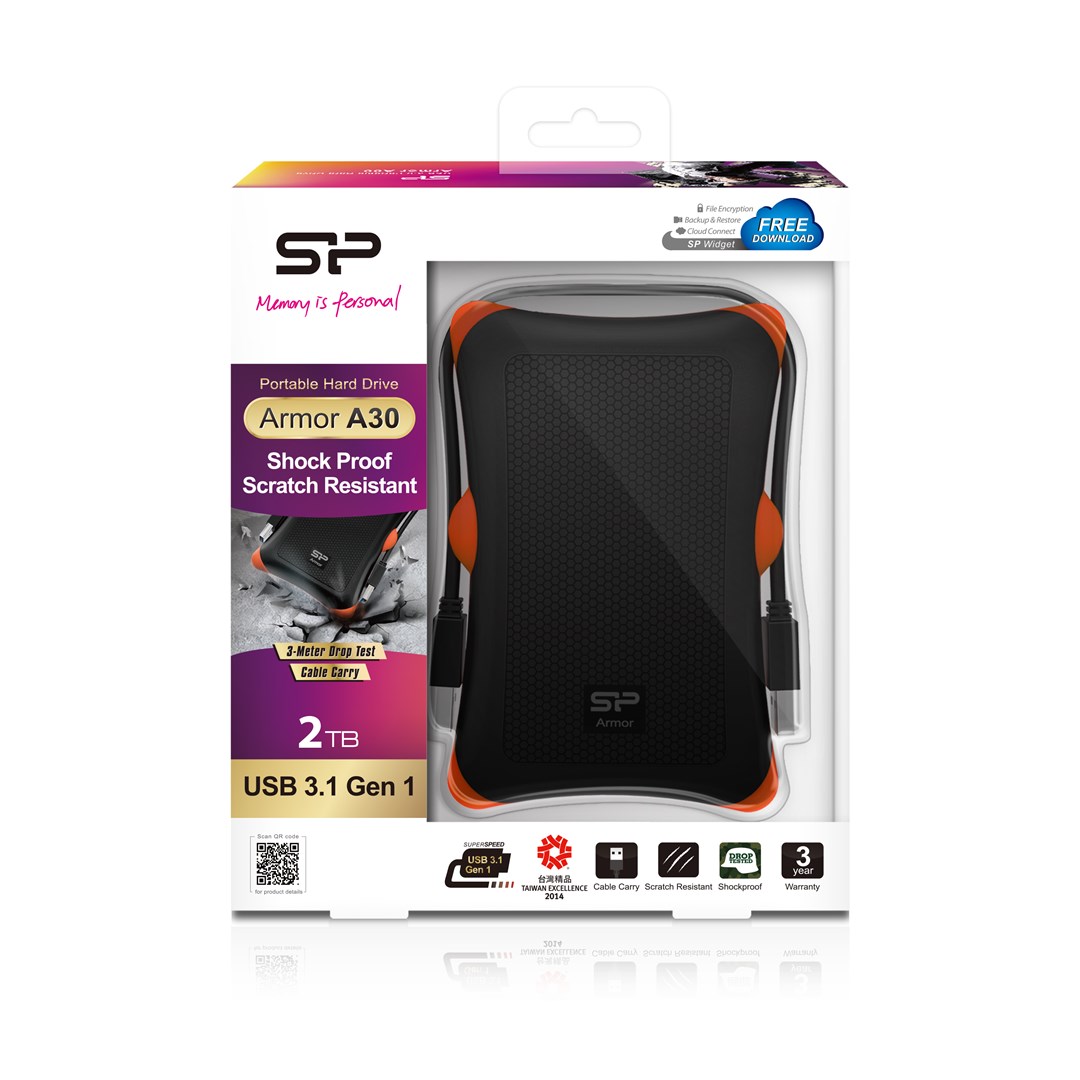 Disk i jashtëm Silicon Power Armor A30, 2TB, USB 3.0, i zi