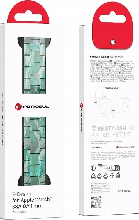 Rrip dore Forcell F Design FA04 Resin Marble, për Apple Watch 38 40 41, rezinë plastike, çelik inox