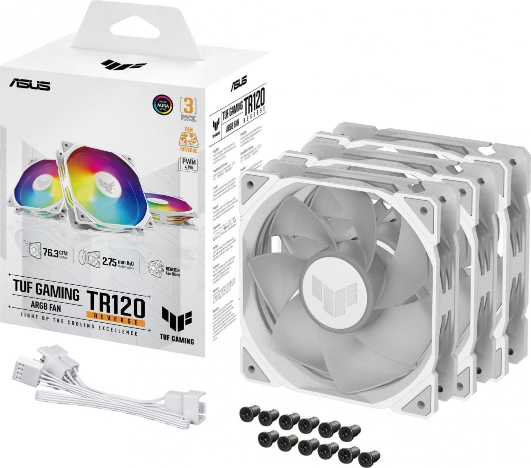 Ftohës ASUS TUF Gaming TR120 ARGB, 12 cm, i bardhë