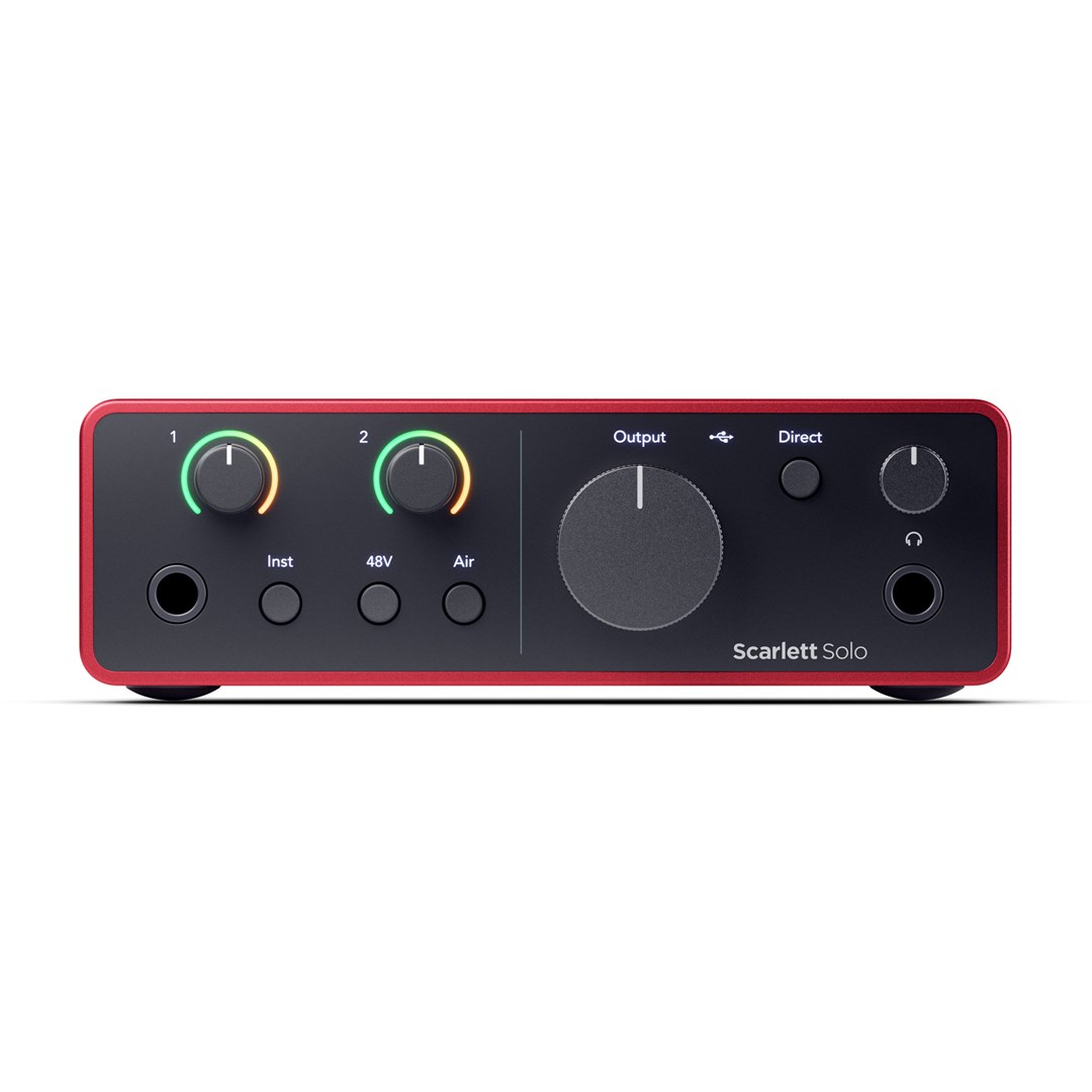 Ndërfaqe audio Focusrite Scarlett Solo 4th Gen, USB, për studio shtëpie, e kuqe