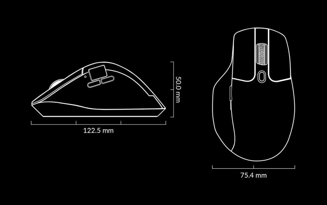 Maus gaming Keychron M6 4K, ergonomik, pa kabllo USB C Bluetooth, i zi