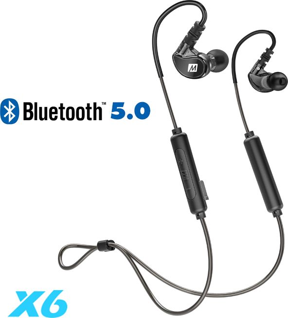 Kufje sportive MEE Audio X6, wireless Bluetooth, grepa rreth veshit, të zeza