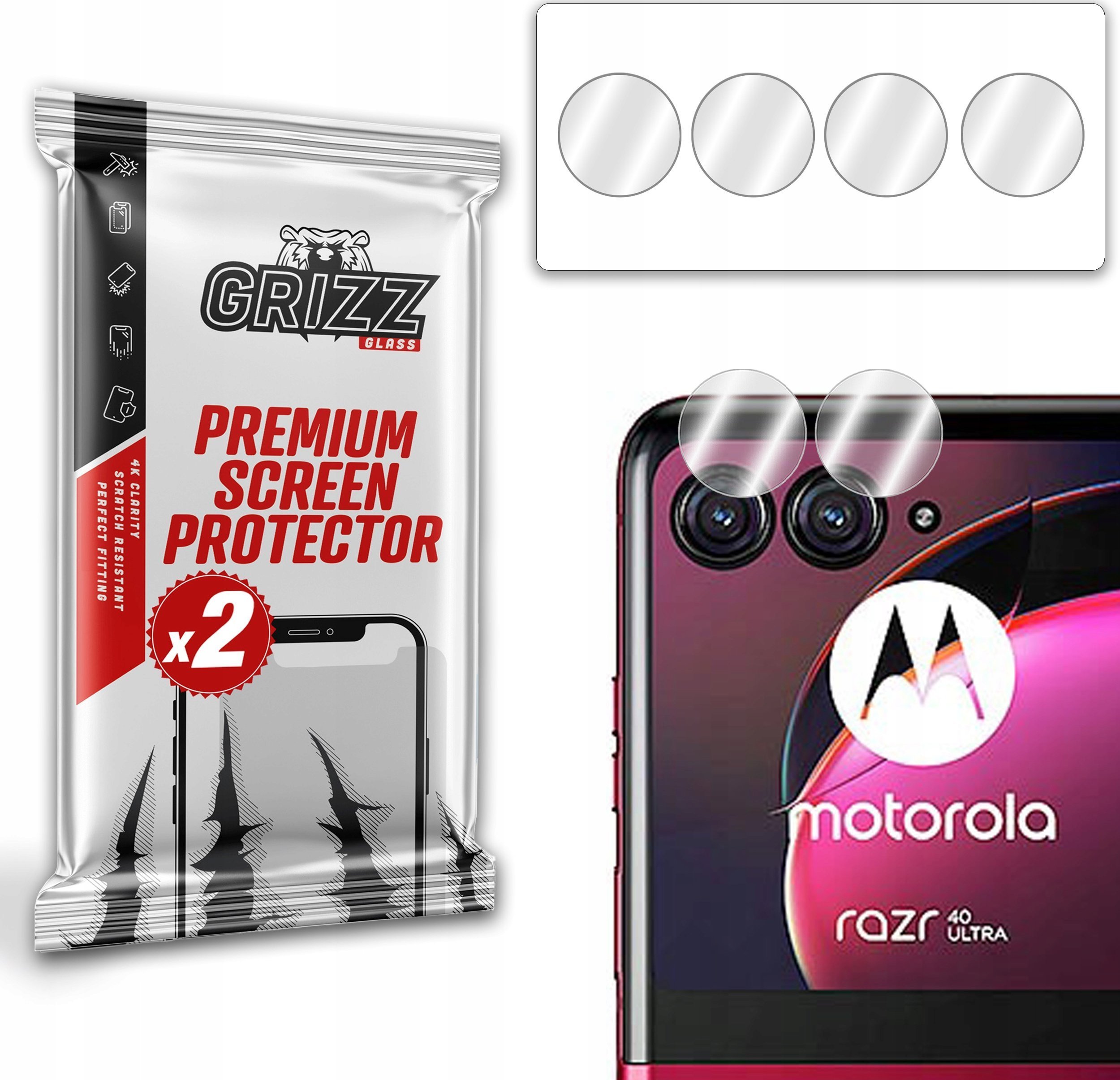 Xham mbrojtës kamerë GrizzGlass HybridGlass për Motorola Razr 40 Ultra, transparent