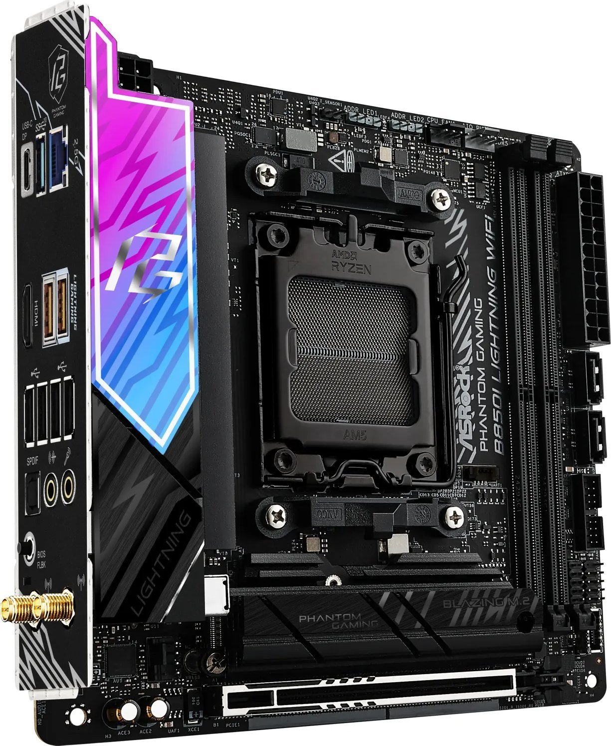 Motherboard Asrock Phantom Gaming B850I Lightning WiFi, AMD AM5, DDR5, Mini ITX