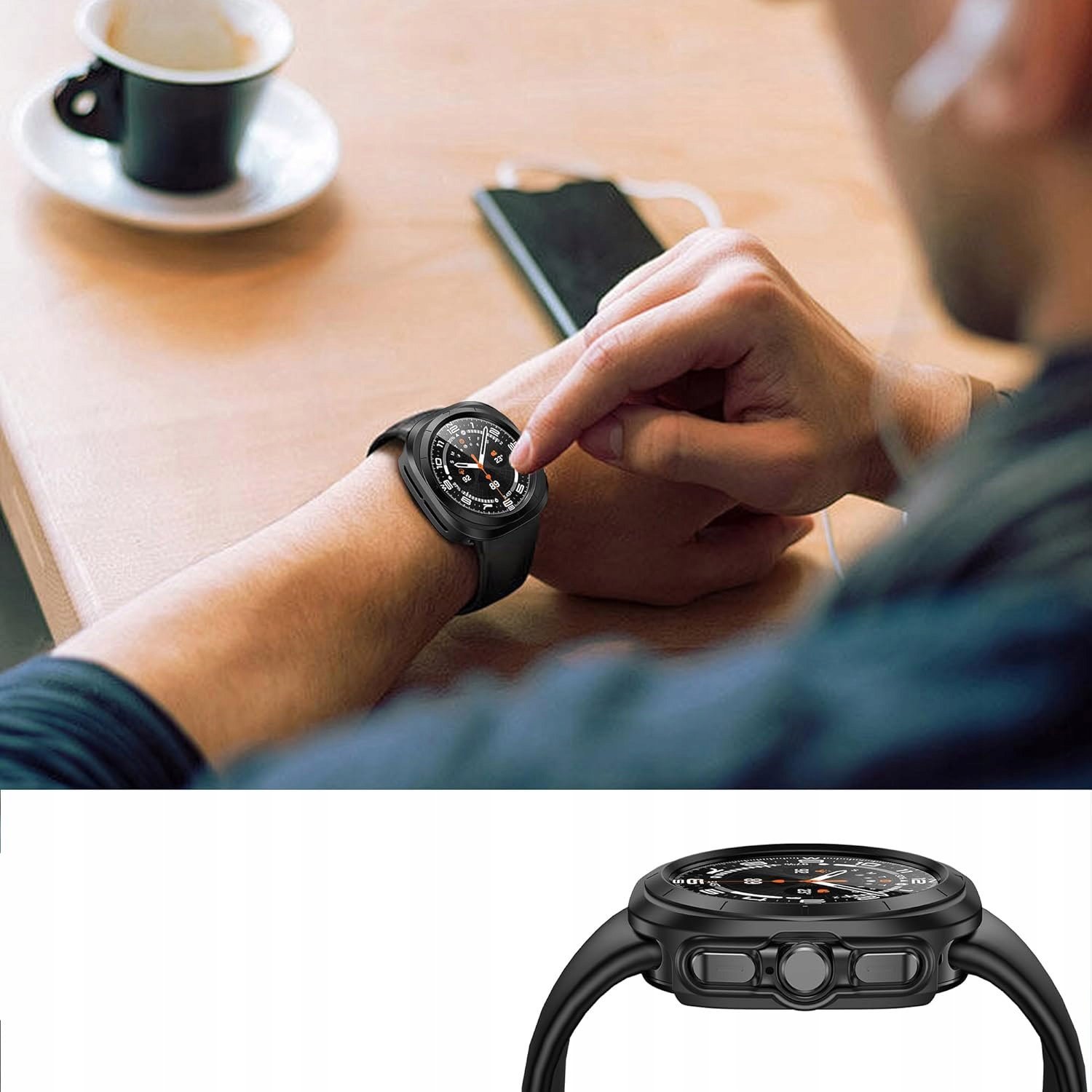 Mbulesë për orë Tech-protect DEFENSE360 për Samsung Galaxy Watch Ultra 47mm, xham i integruar, e zezë