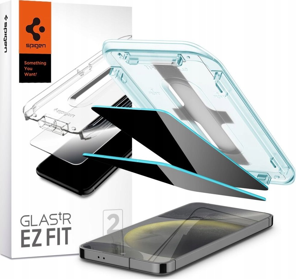 Xham mbrojtës Spigen Glass TR EZ Fit Privacy, 2 copë, për iPhone 16 Pro Max, transparent