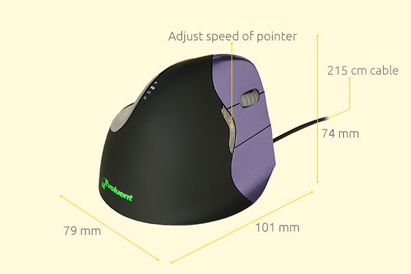 Maus BakkerElkhuizen Evoluent, me kabllo, USB, i zi dhe vjollcë