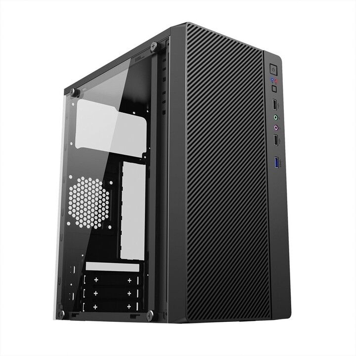 Kasë kompjuteri 1stCool STEP 4, me xham, e zezë