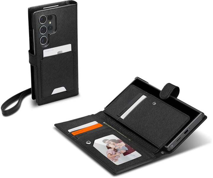 Këllëf Spigen Spigen Wallet S Plus për Samsung Galaxy S24 Ultra, i zi