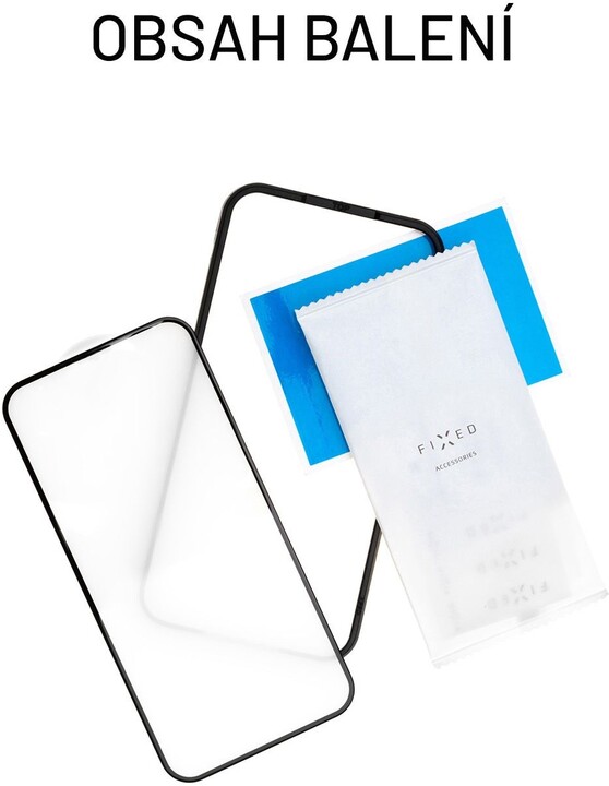 Xham mbrojtës FIXED Armor për Apple iPhone 14 Pro, me aplikues, i zi