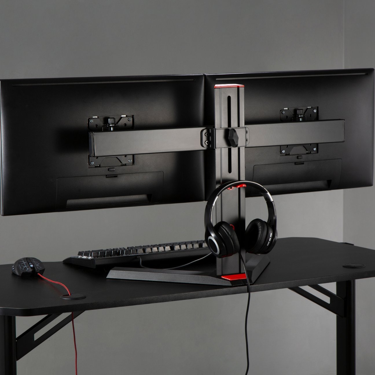Mbajtëse monitorësh Alterzone Pro Duo, për 2 monitorë 17"-27", alumini, e zezë