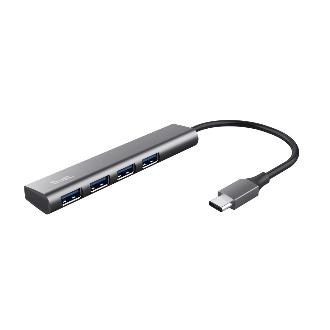 USB Hub Trust Halyx USB-C në 4 Porte USB-A 3.2 Gen1, e argjendtë