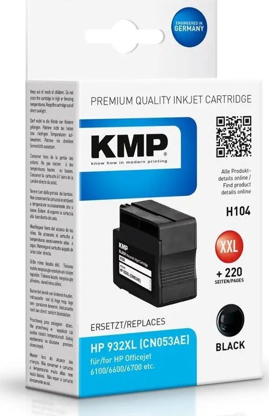 Кертриџ со боја KMP H104, компатибилен со HP 932XL CN053AE, црн