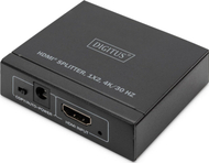 Разделувач HDMI Digitus 2 порти, 4K 30Hz, EDID HDCP 1.4, црн