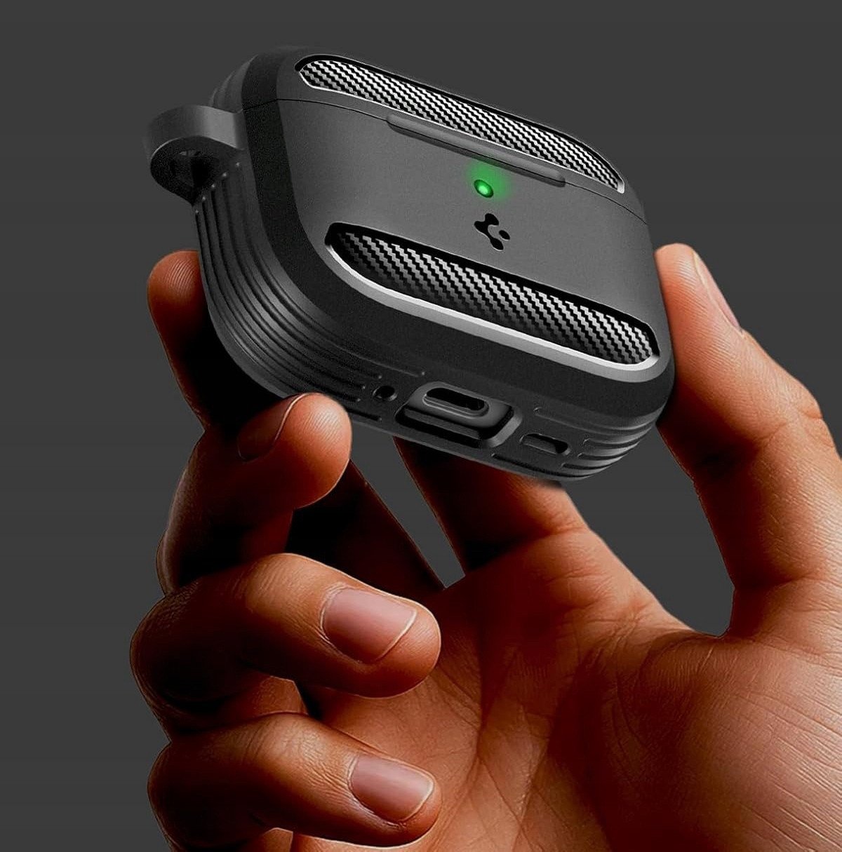 Mbulesë Spigen Rugged Armor për Apple AirPods Pro 3, mbrojtëse silikoni, matte, e zezë