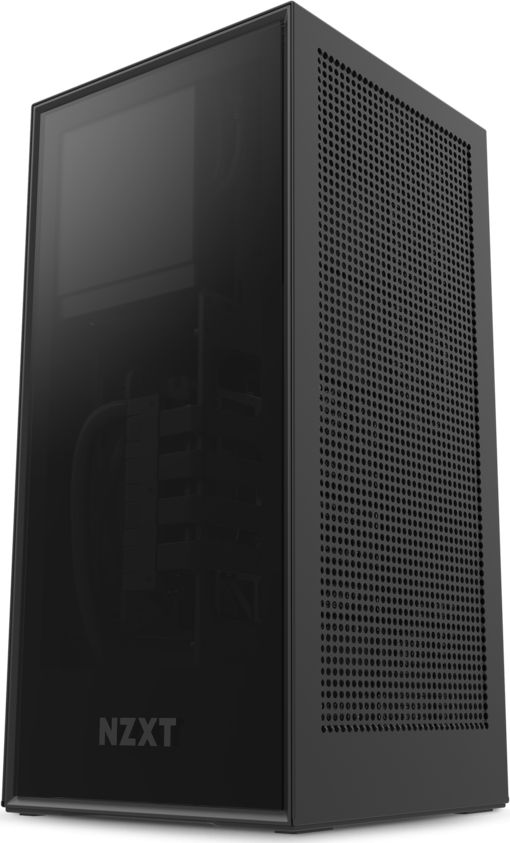 Kasë kompjuteri Nzxt H1 me burim rryme dhe sistem ftohës me ujë (CA-H16WR-B1-EU), e zezë